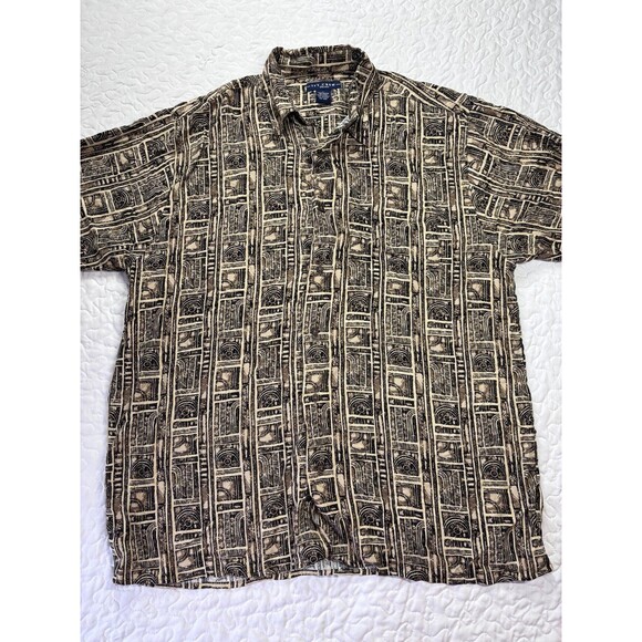 Ivy Crew Classic Mens Abstract Short Sleeve Button Up Collared Shirt size large - Picture 1 of 5